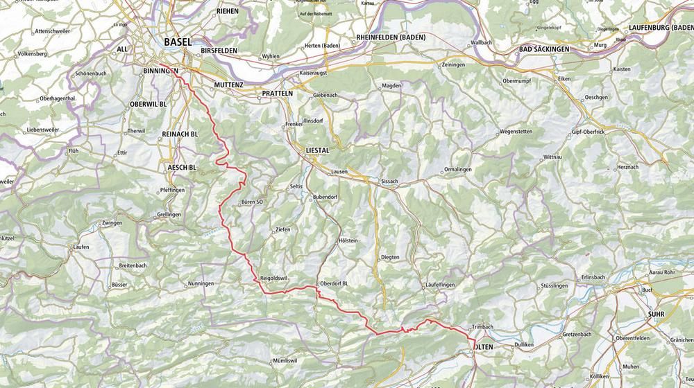 Karte Basel-Olten