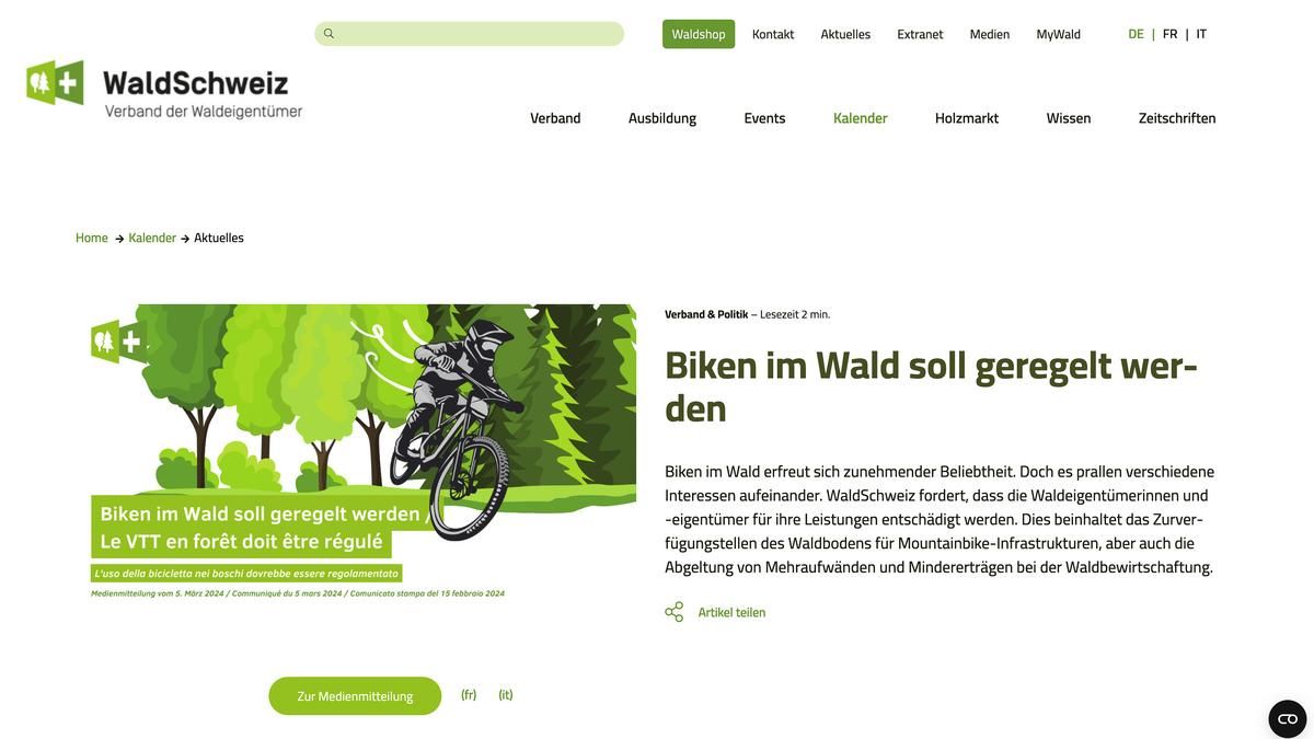 WaldSchweiz Entschädigung Trails Wald