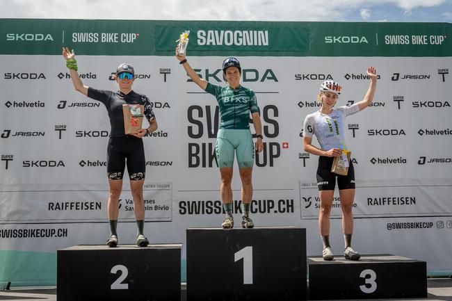Podium Frauen Elite Swiss Bike Cup Savognin