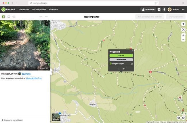 Routenplanung mit Komoot Trail View III
