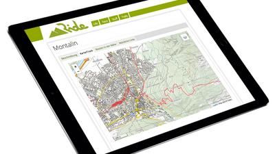 iPad mit Karte der Tourendatenbank von Ride